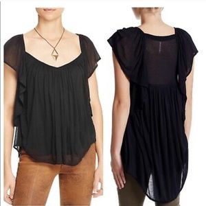 Free People Forever & Always Black Pullover Top, Size M
